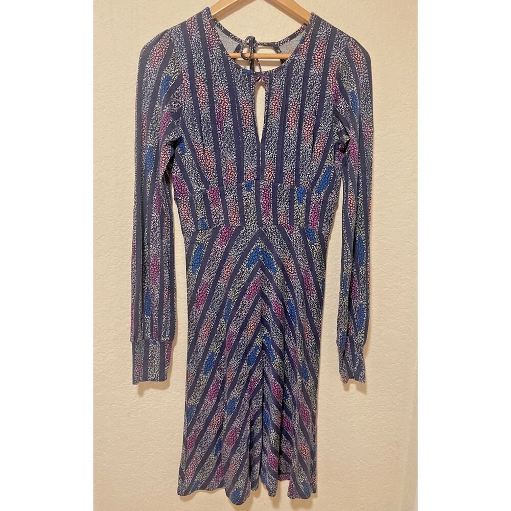 FREE PEOPLE Sz SMALL " SWEET BLOOM " KEYHOLE WOMEN'S MIDI DRESS BOHO MULTI-COLOR